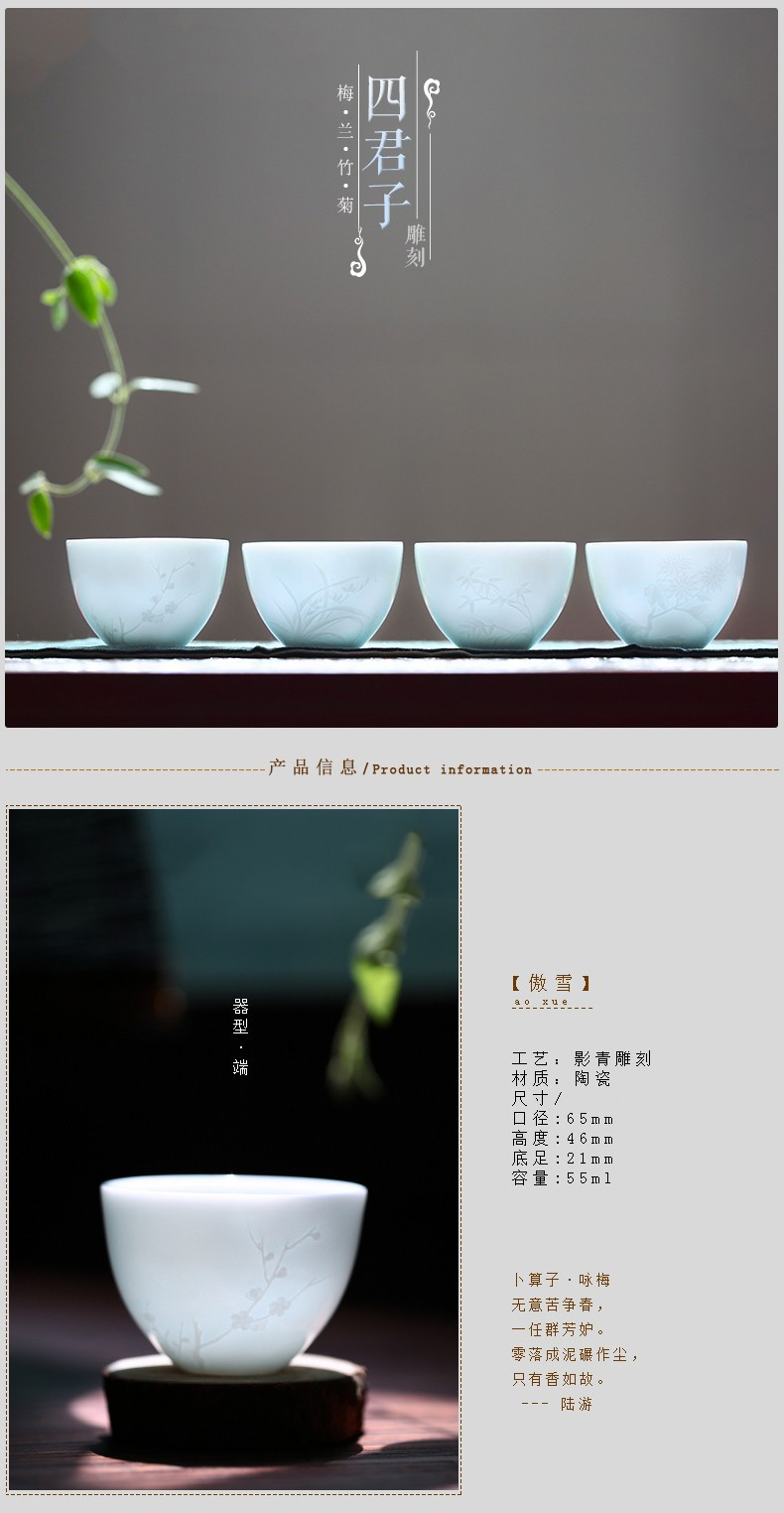 . Poly real boutique scene kung fu tea master of jingdezhen ceramic tea set sample tea cup cup single CPU by patterns of S