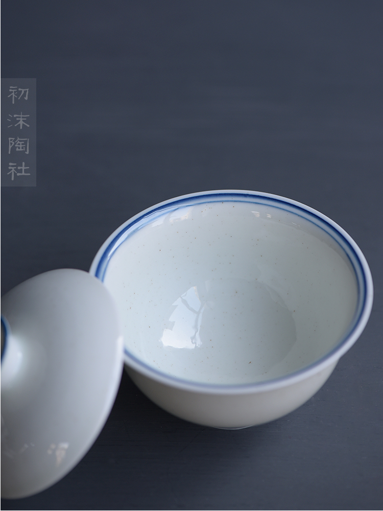 Poly real scene ceramic tureen coarse clay bowl work blue and white tea tea bowl family white porcelain bowl