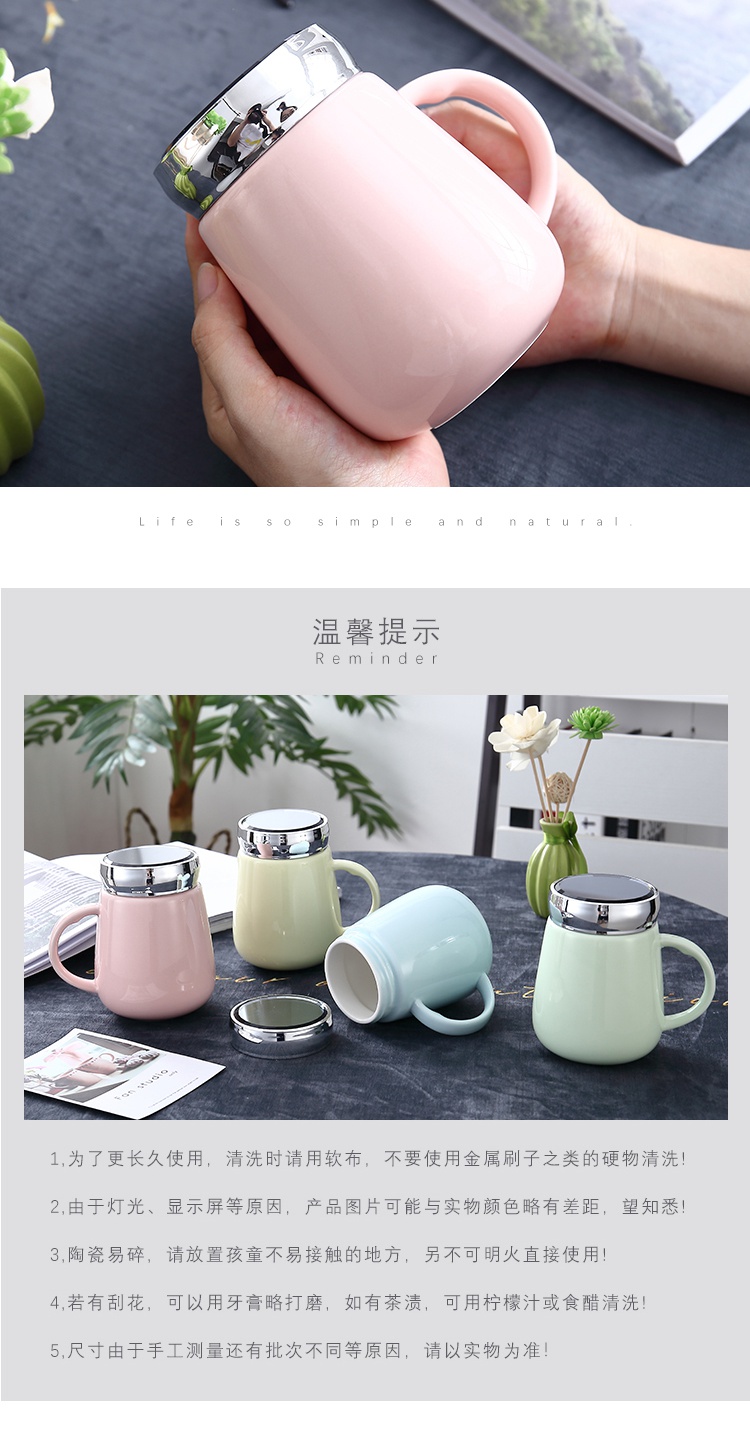 Mark cup with cover spoon cup high - capacity household individuality, valentine creative trend, lovely cup ceramic cup