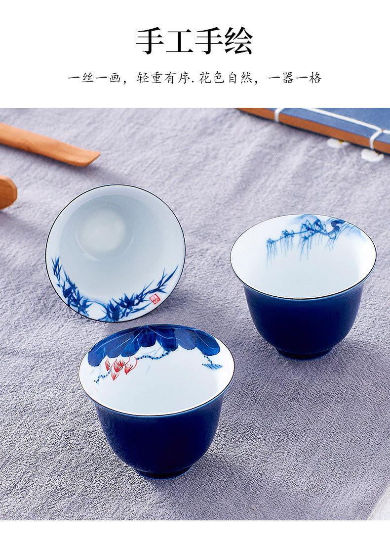 Kung fu ceramic cups single individuals dedicated high - grade single cup small white porcelain with blue and white porcelain hand - made sample tea cup