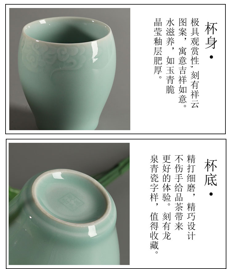 Poly real scene authentic celadon office meeting glass ceramic cups medium gargle milk beer juice cup