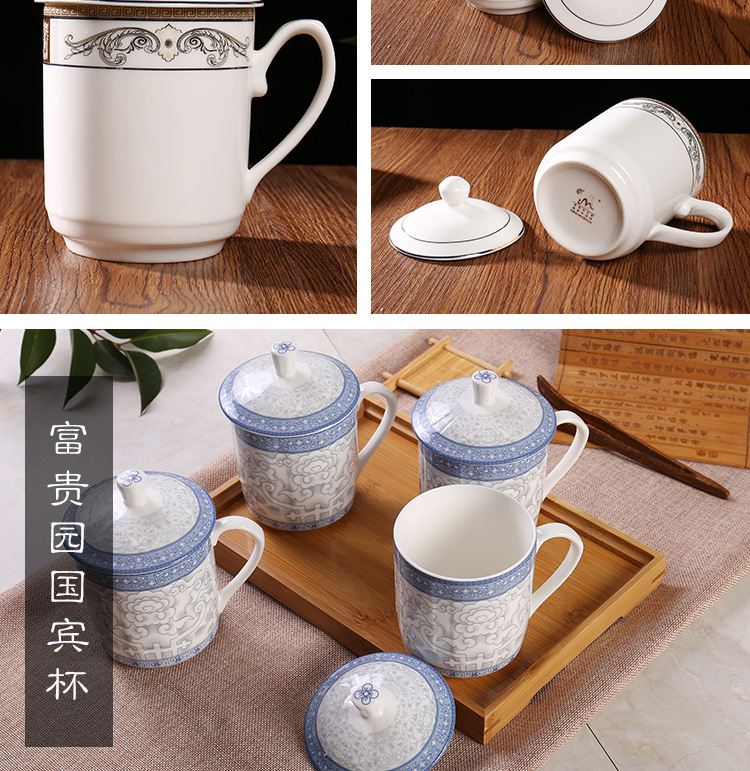 Jingdezhen ceramic cup and ipads China large cups with cover household hotel office cup tea cup gift mugs