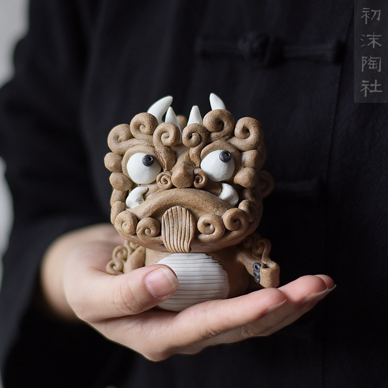 Poly real scene coarse pottery checking censer line xiang xiang inserted the mythical wild animal lion tea pet perfume bridge, furnishing articles household incense buner