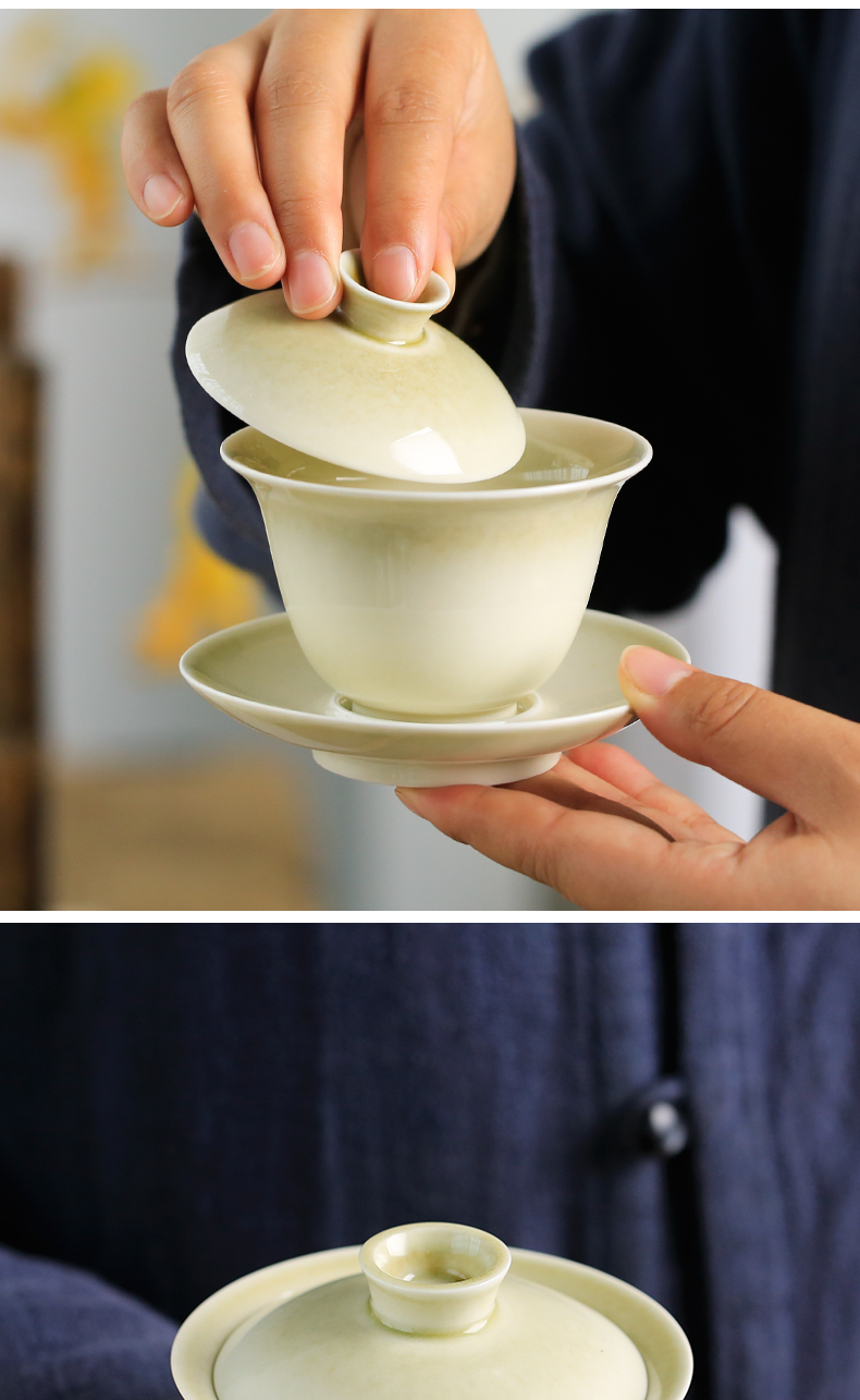 The Poly real boutique scene. The Tureen jingdezhen ceramic cups kung fu tea tea, only three cup plant ash glaze worship