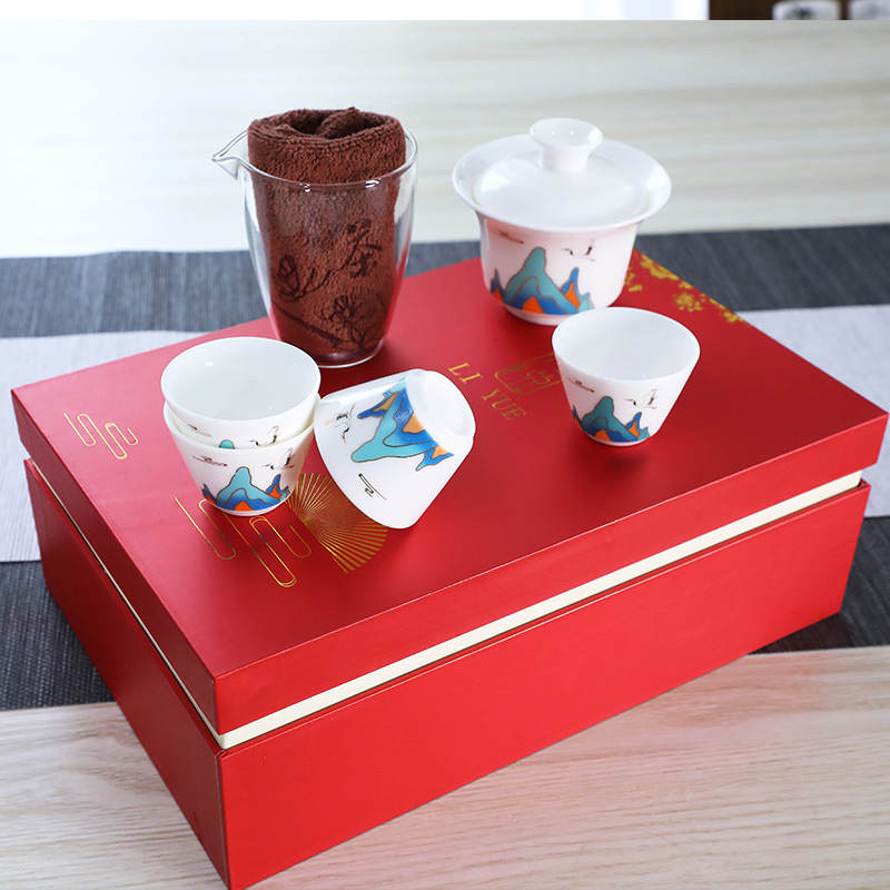 Kung fu tea set high - grade office the opened with small household tea set ceramic gifts custom logo