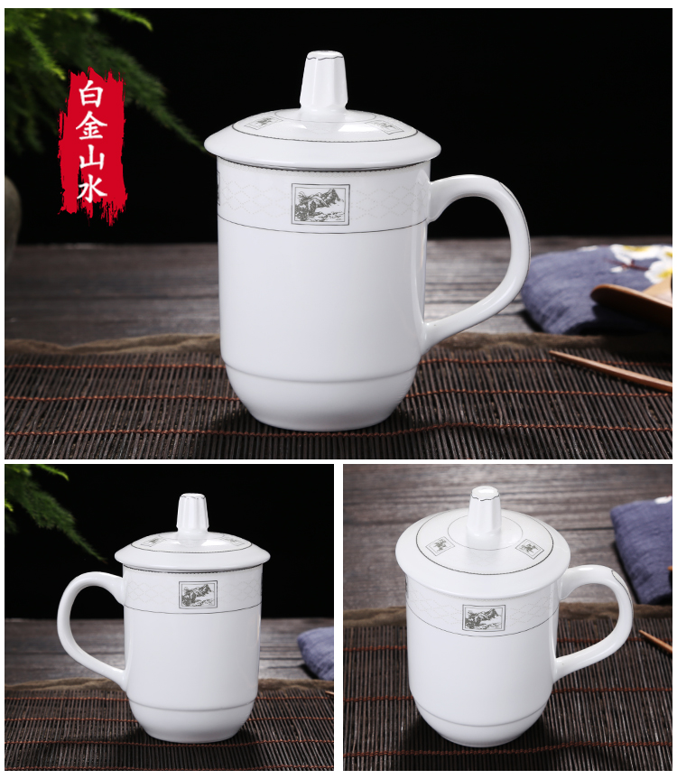 Jingdezhen ceramic cups with cover the domestic cup suit mark cup hotel and office glass cup