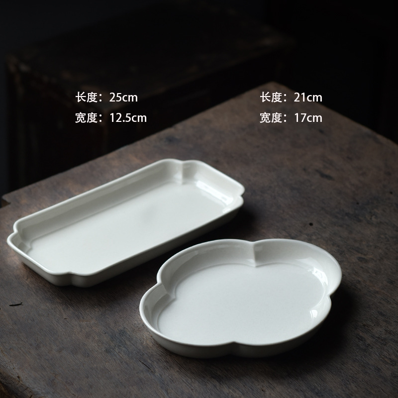 Poly real scene haitang ruyi dish plant ash glaze square ceramic pot bearing a pot of tea fruit tray