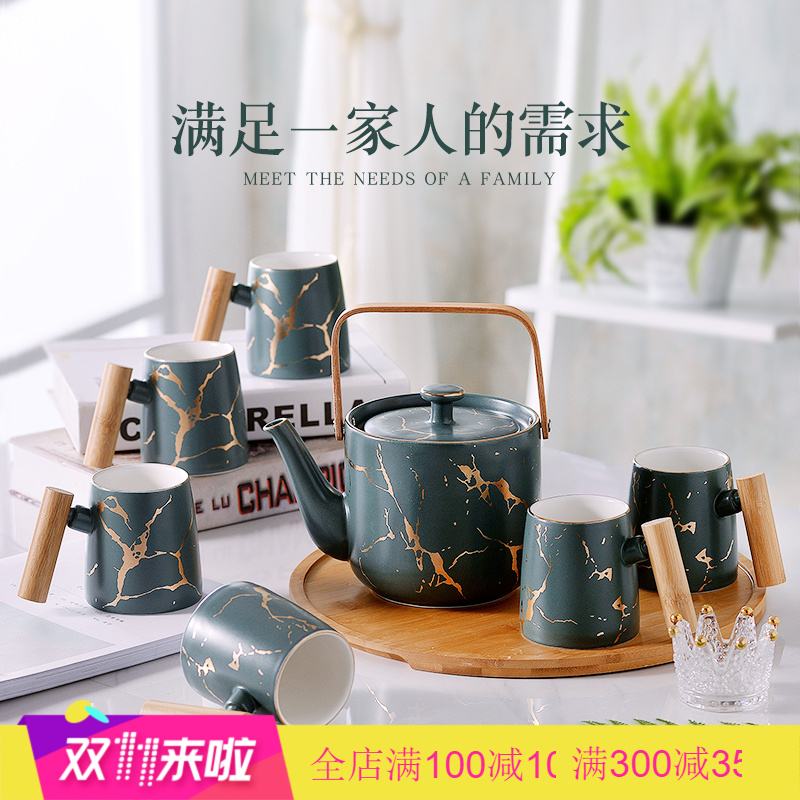 . Poly real scene of jingdezhen ceramic cups tea suit household pure manual high - end north European office in the teapot