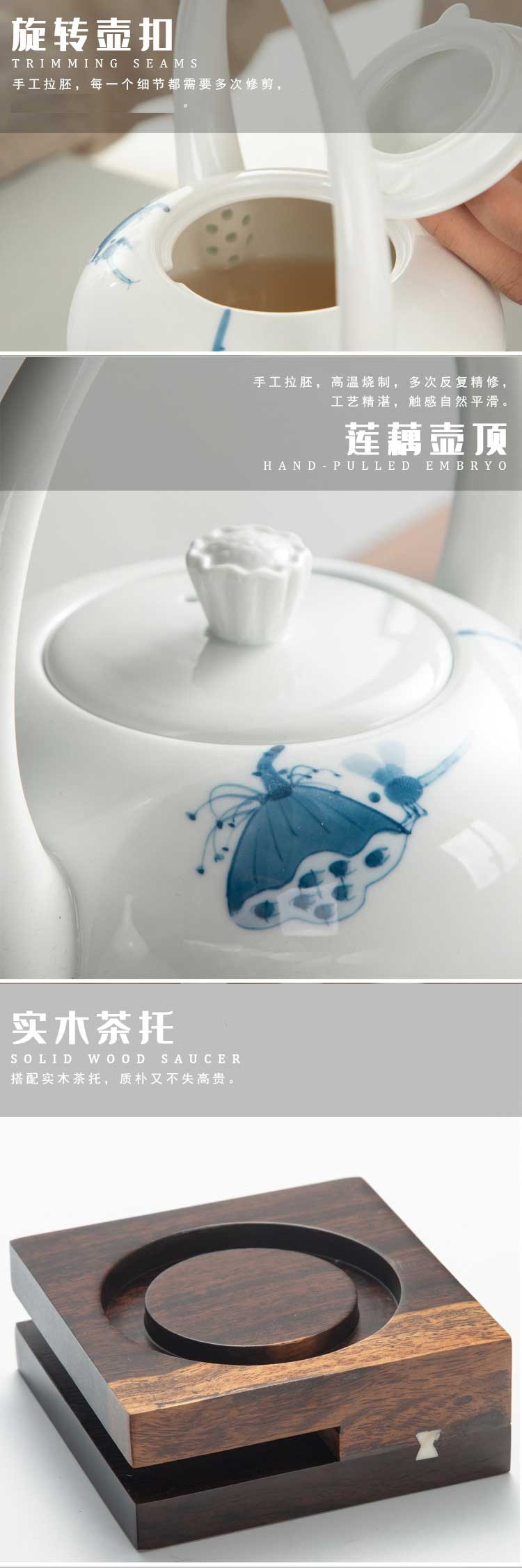 . Poly real scene of jingdezhen tea service suit small household contracted tea art kung fu tea set of blue and white porcelain tea set Mid - Autumn festival gift