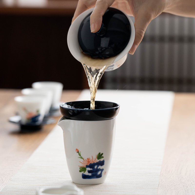 The Poly real scene hand - made by patterns kung fu tea set household gifts ceramic tea set is contracted