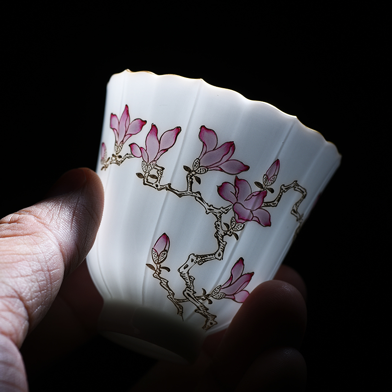 Poly real scene of jingdezhen ceramic checking teacup pastel glass the see colour painting dou ling disc sample tea cup