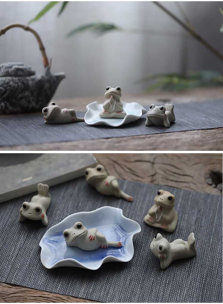 Get creative pastoral scene pottery zen wind small tea pet frog furnishing articles ceramic sexy Buddha comfortable tea pet toad