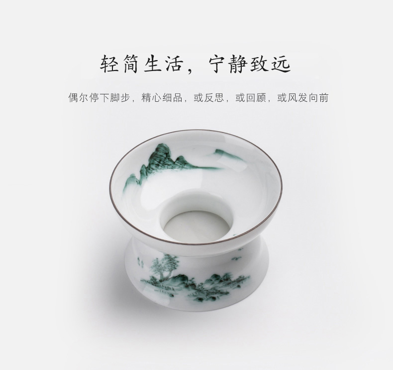 Kung fu tea set suit household hand - made ink landscape teapot teacup Chinese style restoring ancient ways of a complete set of ceramic fair keller