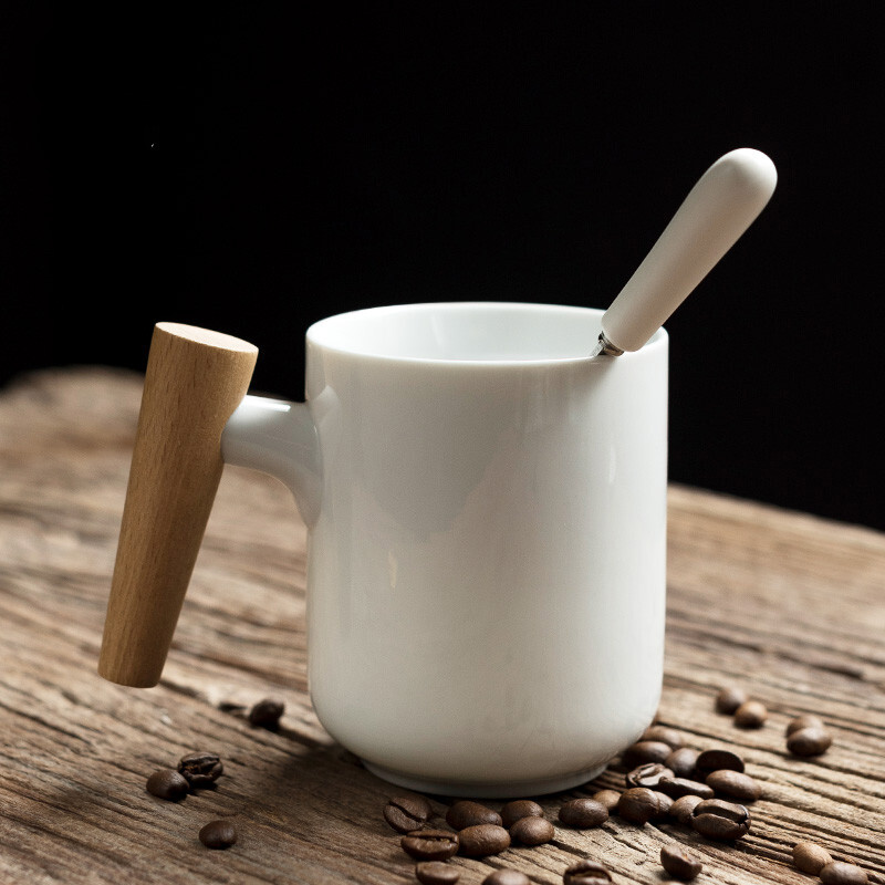 Together with wooden handle, scene mark cup of filtered coffee cup with cover ceramic spoon big cups office ultimately responds scented tea cup order