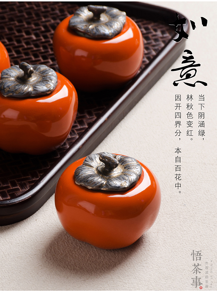 W poly real scene ceramic persimmon in portable tea caddy fixings good seal tank storage jar moistureproof POTS