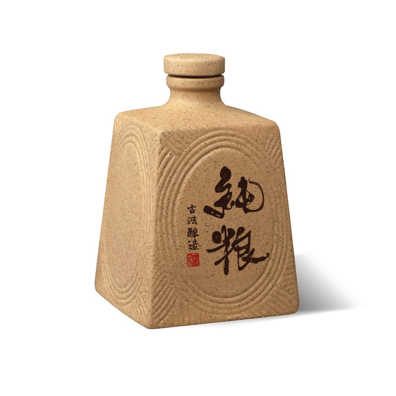 Sifang frosted glass ceramic bottle 1 catty 2 jins 5 jins of 10 jins bottle inside the sealed jar of wine liquor wine jars