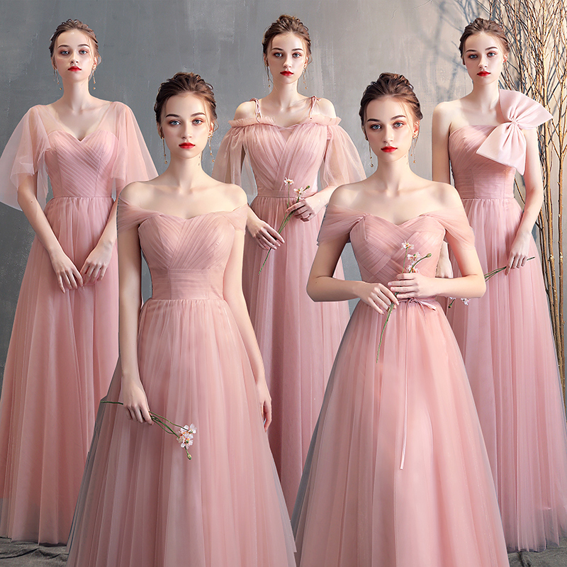 Bridesmaid Dress Long Style 2026 Elegant Slimming Korean Version Pink Bridesmaid Group Sister Dress Formal Dress Slim Evening Dress Tulle Dress Bridesmaid Dress Long Style 2026 Elegant Slimming Korean Version Pink Bridesmaid Group Sister Dress Formal Dress Slim Evening Dress Tulle Dress
