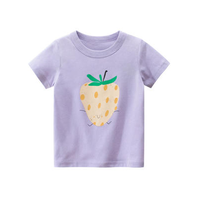 27home brand children's summer new collection: purple top for girls, short-sleeved T-shirt for girls, and pure cotton half-sleeved shirt for children