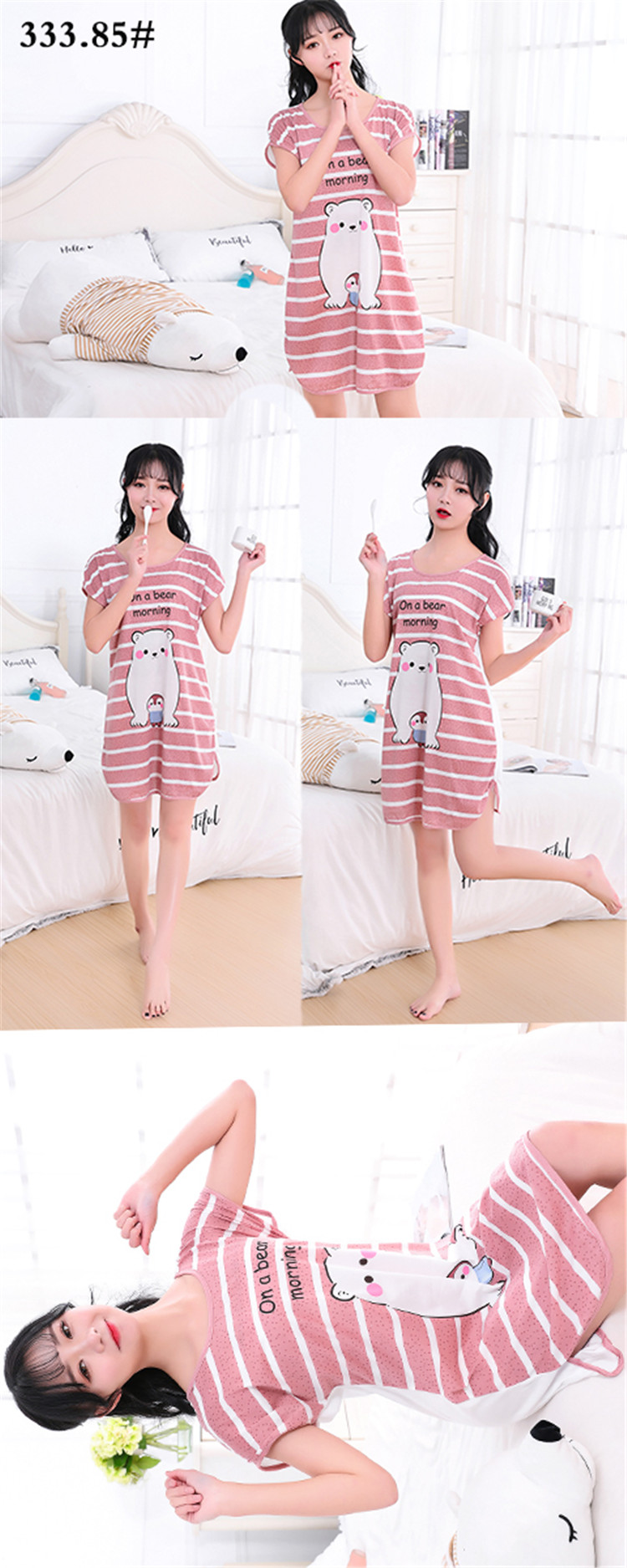 9.9 đặc biệt cung cấp phụ nữ mùa hè phần mỏng đồ ngủ dễ thương cartoon nightdress dress lỏng nhà thường dịch vụ