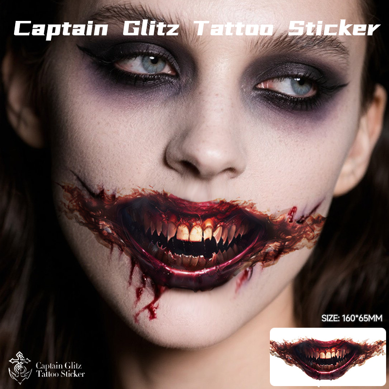 Halloween Horror Vampire 6-Pack Face Personalized Waterproof Long-Lasting High-End Non-Reflective Lip Tattoo Stickers Halloween Horror Vampire 6-Pack Face Personalized Waterproof Long-Lasting High-End Non-Reflective Lip Tattoo Stickers