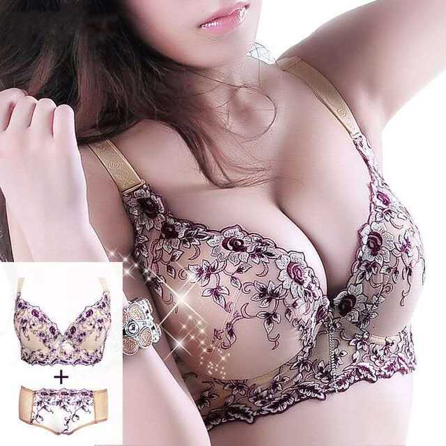 Push-up small breast sexy lace wire-free underwear bra