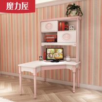 Solid wood corner desk bookcase one boy and girl home childrens learning writing desk Student simple computer desk