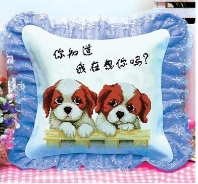 Cross stitch gối mới giá cả phải chăng chính xác in ấn couple hai puppy đệm phòng khách phim hoạt hình anime