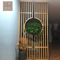 Shangzhu Shangfang screen partition living room new Chinese hotel restaurant solid wood porch screen tea room fence decorative wall