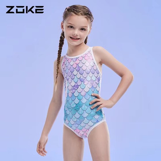 ZOKE Zhouke youth swimsuit girls one-piece triangle children's swimsuit baby professional training competition swimming suit