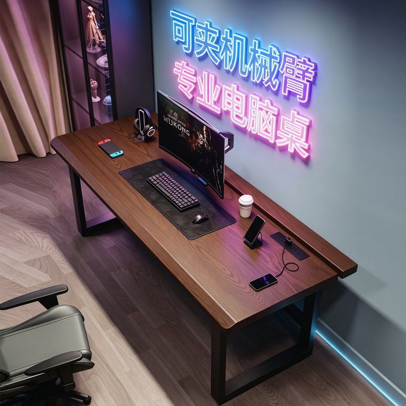 Solid Wood Computer Desk with Two Sections, Natural Wood Gaming Desk, Office Desk, Walnut, Cherry Wood, Ash Wood Segmented Desk Solid Wood Computer Desk with Two Sections, Natural Wood Gaming Desk, Office Desk, Walnut, Cherry Wood, Ash Wood Segmented Desk