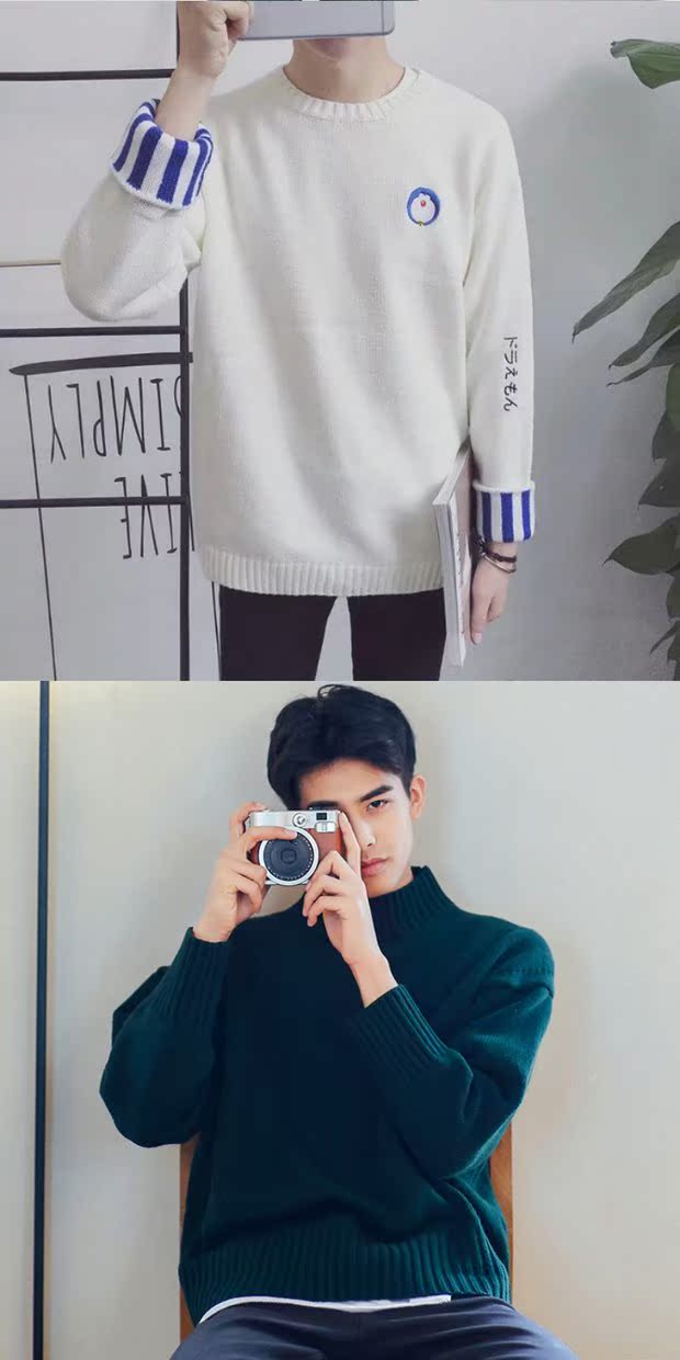 Đặc biệt hàng ngày áo len nam retro mới phiên bản Hàn Quốc của chiếc áo len cổ tròn tự canh áo đôi tình yêu