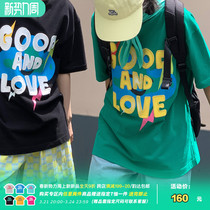 Nice store MeihaoStore Lightning Cloud Alphabet Cartoon Sparkling Printed Pure Cotton Short Sleeve Lovers