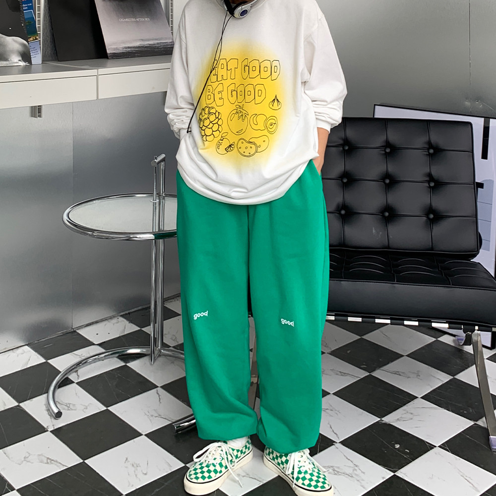 Nice store MeihaoStore multicolored good embroidery spring swearpants Rope Pure Cotton Casual Pants Lovers