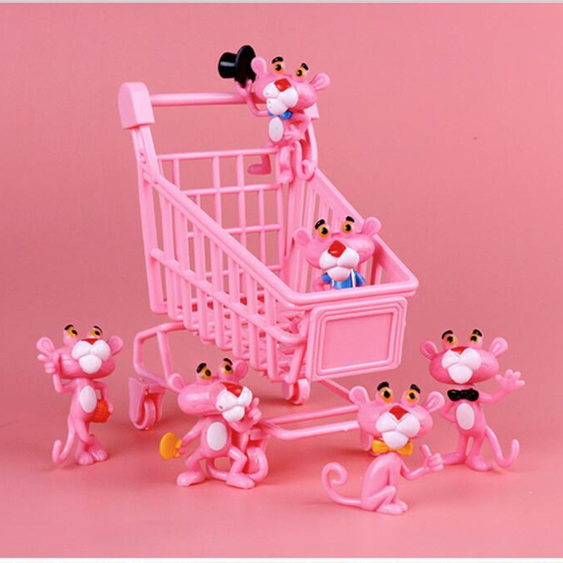 Creative mini pink cart Pink Panther 6 piece cake fitting a cart for birthday cake decoration decoration