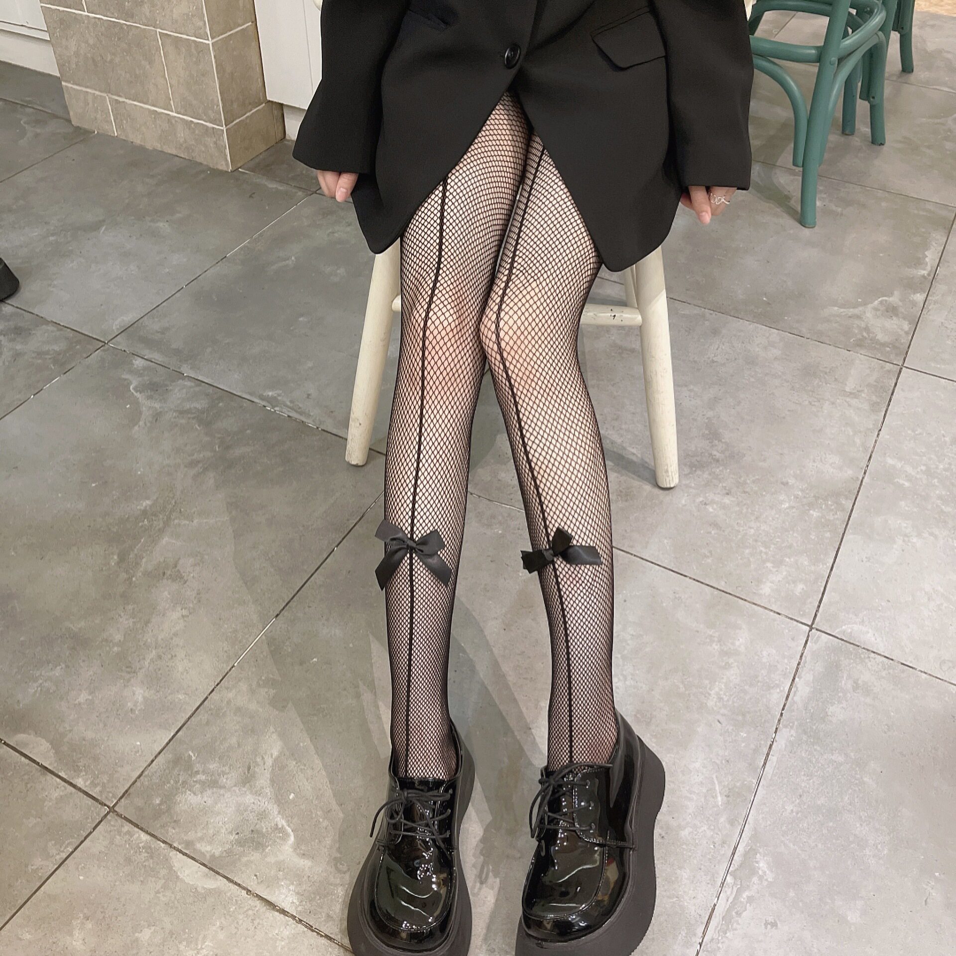 Sexy Butterfly Knots Black Silk Stockings Woman Pure Desire Spring Summer New Anti-Seducal Pants Socks Slim hollowed-out fishing net stockings