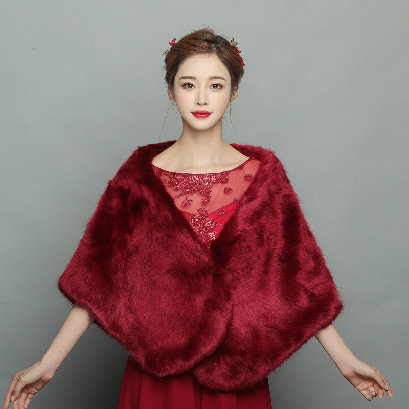 Bridal wedding wool shawl Oversize long sleeve wedding dress Cheongsam Bridesmaid Winter Shawl Winter fur coat