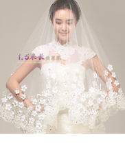 New veil Korean lace petal veil bridal dress retro 1 5 m 3 m super long soft veil