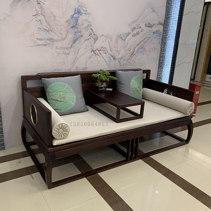 New Chinese style ugin wood simple solid wood Luohan bed hotel bed bed antique Zen living room tea room club furniture