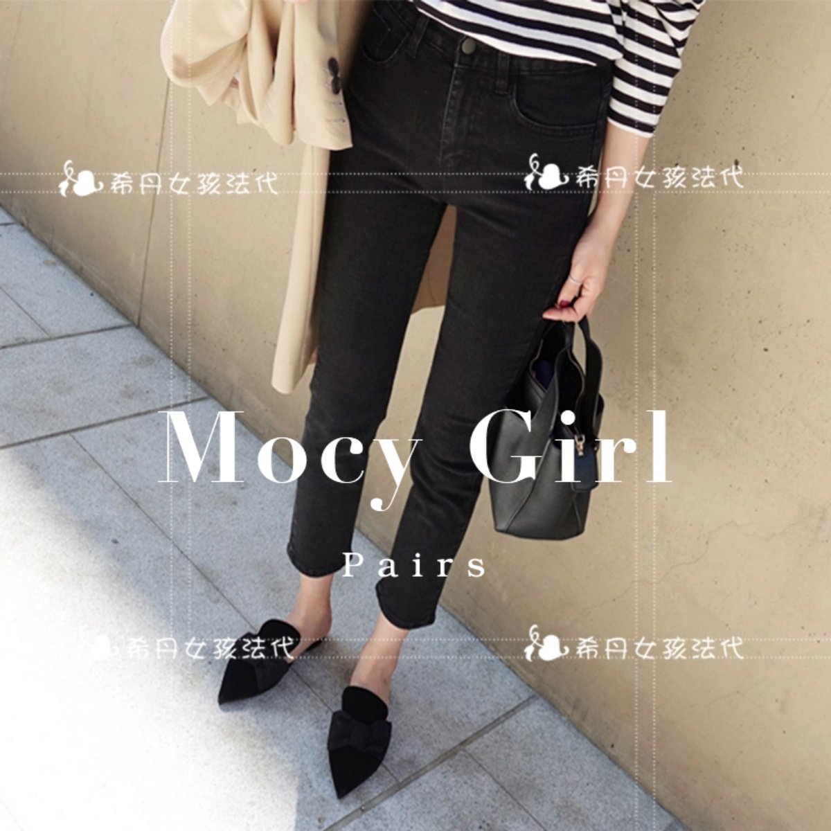 Rouje kelly black straight jeans girl 2022 new Han edition high waist slim nine-minute pants