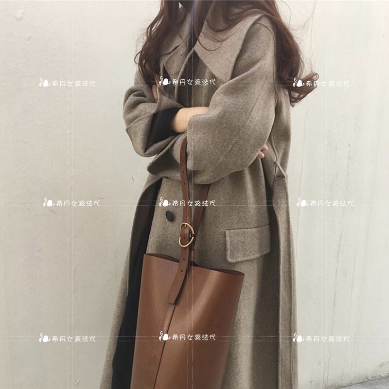 sandro asw double face cashmere big coat woman 2021 autumn winter long version over kneecap windy wool fur coat