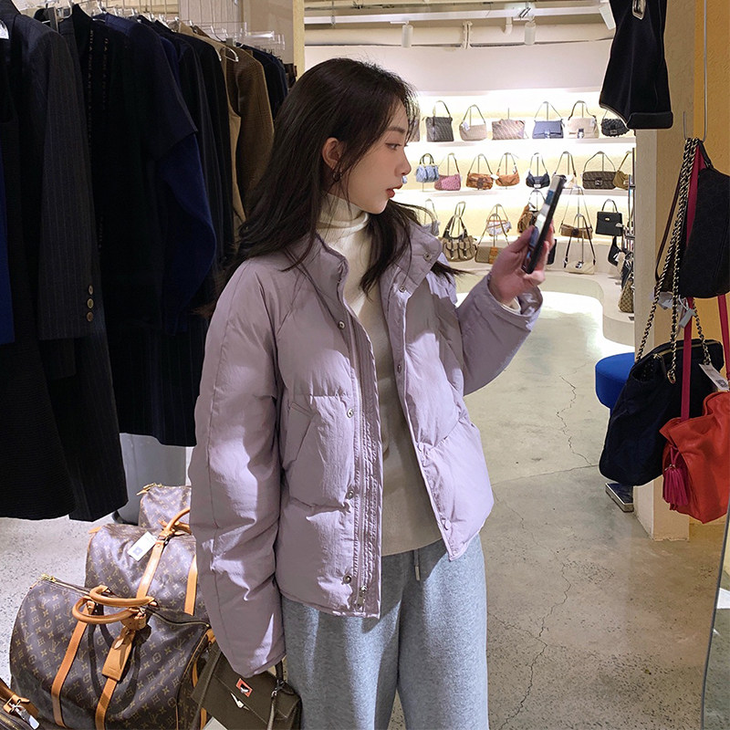 sandro asw upright collar short section thickened down clothes woman 2021 winter new small sub casual bread jacket jacket