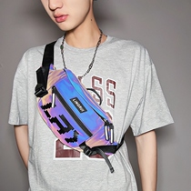 Male and female chest wrapping days Tide Cards Lovers Diagonal Satchel Individuality Glistening Hip Hop Packet Street Sports Bag Waterproof Pocket