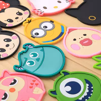 Cute cartoon coaster Anti-scalding creative teacup mat Silicone simple insulation mat Creative 6 small non-slip mat