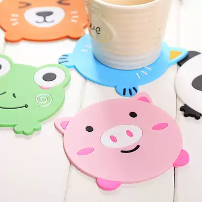 Creative 6-pack anti-hot coasters Silicone heat insulation mats Simple table mats Cartoon household teacup mats Cute small