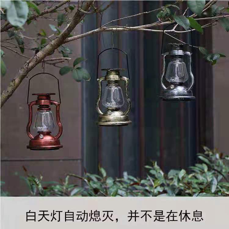 Outdoor Solar Portable Coal Oil Lamp Multifunction Retro Fancy Lamp Camping Antique LED Light Garden Patio Balcony