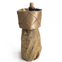 Wine bottle cover red wine packaging Chinese style home gift bag pleated imitation silk sequin embroidery high-grade gift giving