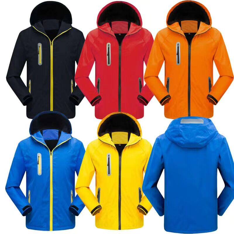 Outdoor waterproof and windproof men's charge coat customized LOGO winter plush thickened overalls printed word advertising coat men