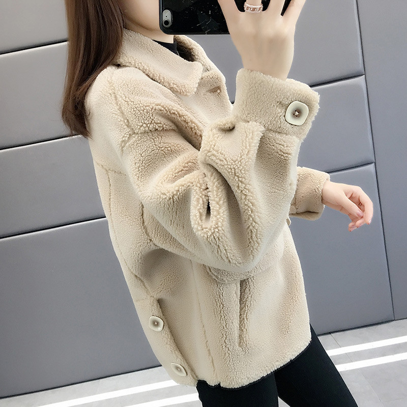 Xiaoxiangfeng Granular Shearling Coat, Imitation Lamb Fur, One-Piece Women's Clothing, New Autumn and Winter Loose Short Coat for Women