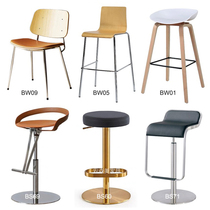 Stainless steel gold-plated bar chair coffee shop sun chair Danish designer iron high stool curved wood bar chair BW01