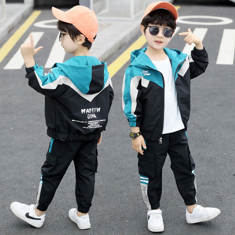 Korean Boys Spring and Autumn Set 2022 New Children's Korean Version Sports Foreign Two-Piece Korean Version Handsome Sweatshirt Tide
